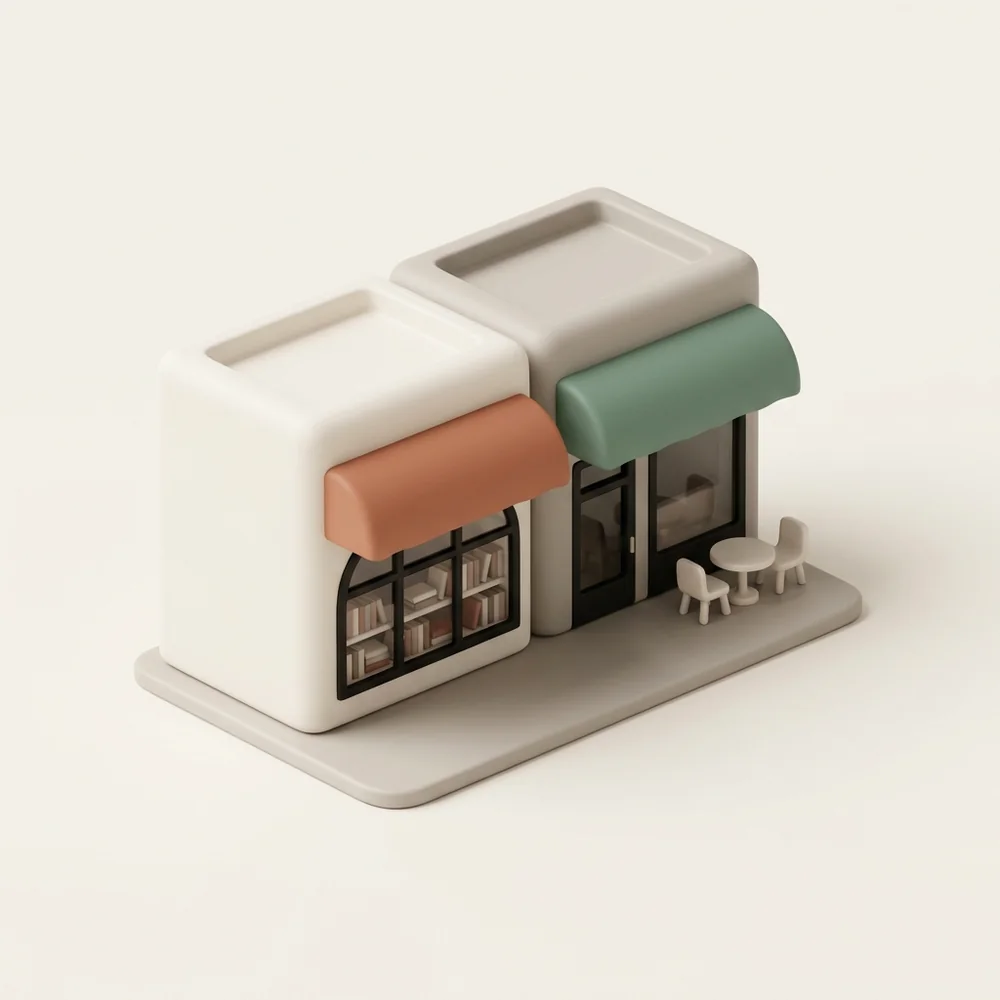 Two small shops of different kinds, side by side